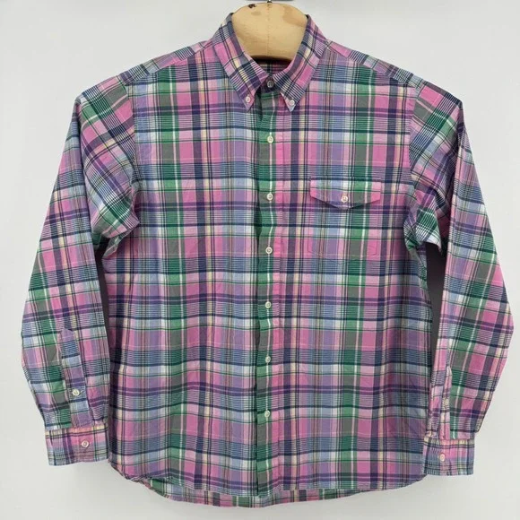 Ralph Lauren Mens Large Plaid Button Down Shirt Pink Green Purple Madras L - Picture 2 of 6